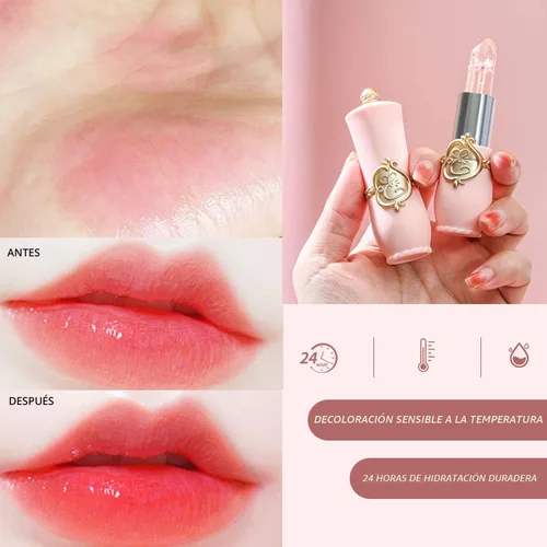 Miniatura 6 de BestLand - Set de 3 piezas/conjunto de lápiz labial de gelatina floral, bálsamo hidratante que cambia de temperatura, color mágico que cambia, 3