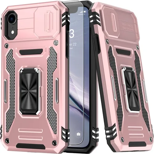 Miniatura 10 de MERRO Funda para iPhone 13 Pro con protector de pantalla, protección de cámara deslizante, funda resistente de grado militar con soporte magnético