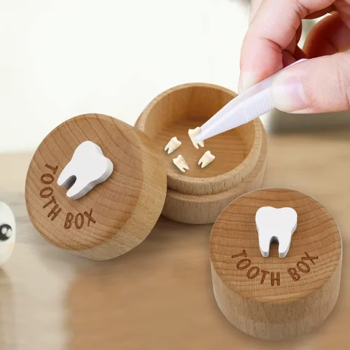 Miniatura 6 de free-space Caja de madera tallada en 3D, caja de almacenamiento de recuerdos de dientes caídos, regalo para niño o niña (2 cajas de dientes)