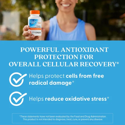 Miniatura 5 de Doctor's Best Suplemento Trans Resveratrol 600 mg para hombres y mujeres - Cápsulas de trans-resveratrol 98% puro para nutrición, apoyo a la salud