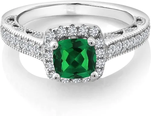 Miniatura 15 de Gem Stone King Anillo de compromiso de plata de ley 925 de 0.236 in con piedra natal y zafiro blanco creado con acento Anillo de compromiso