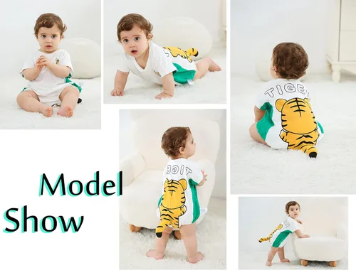 Miniatura 4 de TONWHAR Body unisex de algodón para bebé, de manga corta, para bebés, niños y niñas, overol de animales para verano