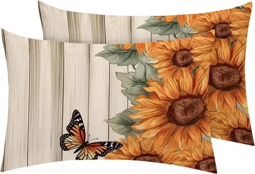 Miniatura 8 de Juego de 2 fundas de almohada florales de tamaño estándar, fundas de almohada de microfibra suave y transpirable con cierre de sobre, fundas