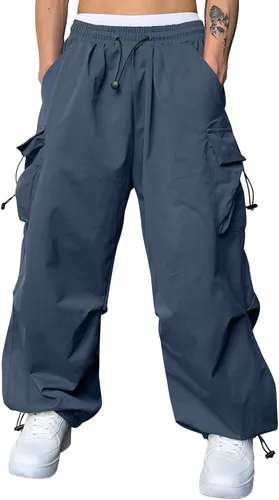 Miniatura 25 de JMIERR Pantalones Cargo Holgados para Hombre de Moda Casuales Pantalón de Paracaídas Ajuste Holgado Harem Joggers con Bolsillos para Ropa Urbana