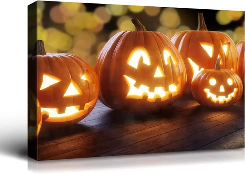 Miniatura 13 de Denozer - Pintura artística de pared de Halloween, impresión artística sobre lienzo para dormitorio, sala de estar, decoración de pared del hogar