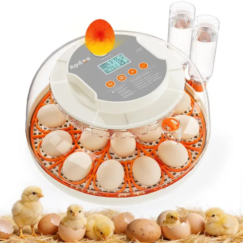 APDOE Incubadoras de huevos para incubar huevos, control de temperatura y humedad, giro automático de huevos, vela de huevos, botella de agua