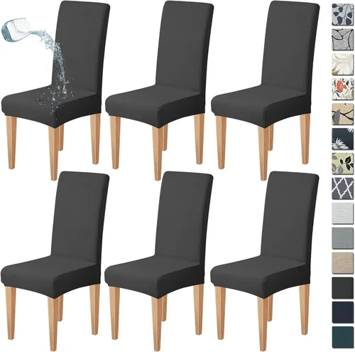 Miniatura 12 de Dioxide Juego de 4 fundas impermeables para sillas de comedor, fundas elásticas para sillas de comedor, fundas para sillas Parson, extraíbles