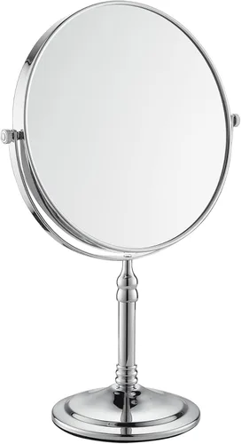 Espejo de maquillaje plateado 1X/10X de pie libre 8 pulgadas 360 giratorio de doble cara espejo de maquillaje de mesa, metal
