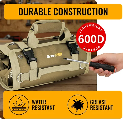 Miniatura 4 de GrenPRO Bolsa de herramientas enrollable, bolsa enrollable de herramientas con bolsas de herramientas desmontables, bolsa de herramientas enrollable