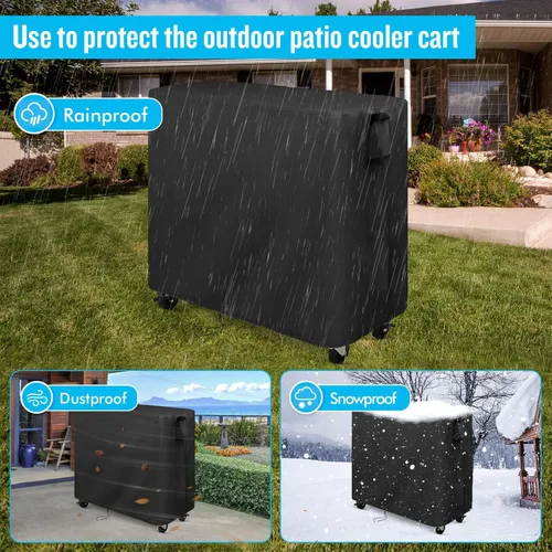 Miniatura 6 de Kingling Funda para carrito refrigerante para patio de 65-80 Quqrt, cubierta impermeable para carrito enfriador de aire libre con ruedas, cubierta