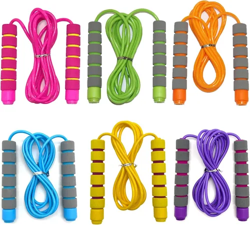 Adjustable Jump Ropes for Kids - Colorful Skipping Ropes with Soft Foam Handles - Ideal for Outdoor & Indoor Play, Fun Games Activity, Fitness,