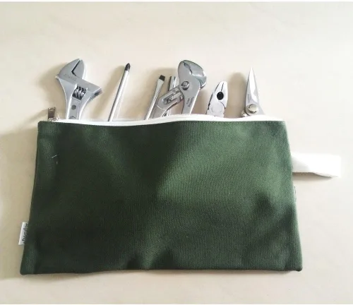 Miniatura 3 de Estuches con cierre para organización de herramientas de Augbunny, 100 % algodón, 16 onzas, ultrarresistentes, multiusos, de lona, 4 unidades Verde