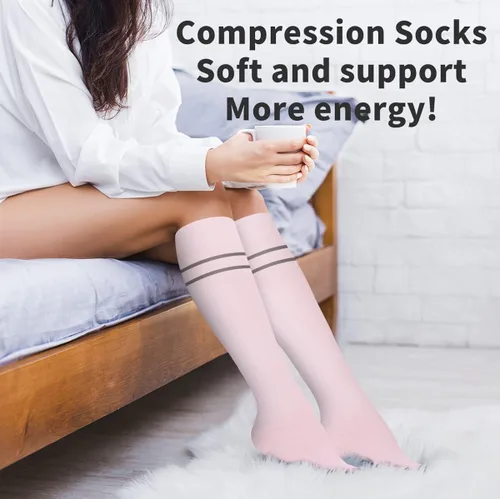 Miniatura 4 de Calcetines médicos de compresión de cobre para mujeres y hombres (6 pares), el mejor apoyo para correr, atletismo, enfermería, viajes