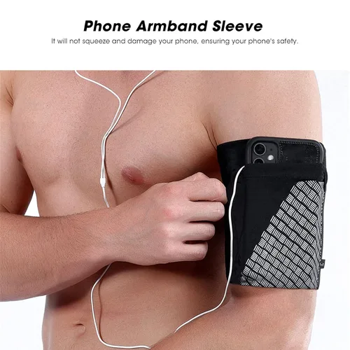 Miniatura 3 de Brazalete deportivo para teléfono, protector negro, adecuado para varios deportes, material ultraligero, diseño reflectante para visibilidad