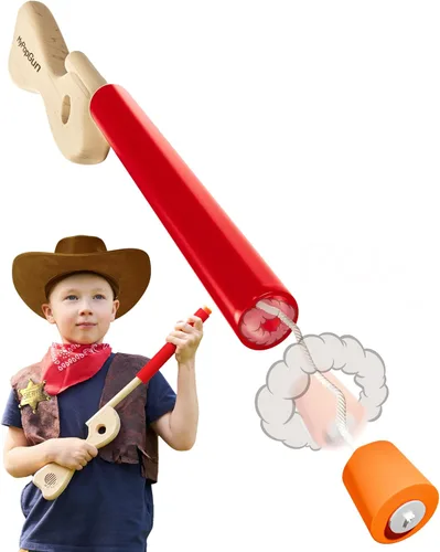 Miniatura 9 de Pistola de Juguete Pop Negra para Niños - Pistolas de Juguete de Madera para Niños de 3-7 Años - Pistola Falsa con Acabado de Madera Resistente