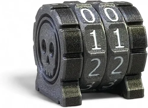 Miniatura 7 de Life Counter Health Tracker para juegos de mesa, TTRPG y juegos de cartas con símbolo de calavera, compatible con MTG, 2 ruedas azules con números