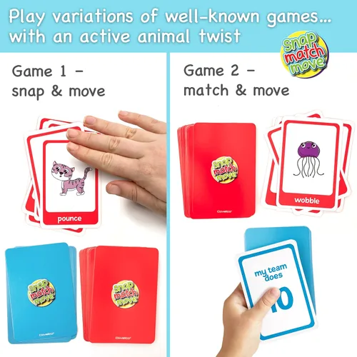 Miniatura 3 de Tarjetas de movimiento de animales - Juegos activos para niños pequeños y niños, juego a presión, juego y pesca con tarjetas de animales, tarjetas