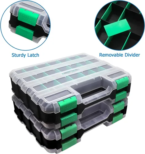 Miniatura 4 de Organizador de Caja de Herramientas de Doble Cara, Caja de Almacenamiento de Hardware, Organizador Portátil de Piezas Pequeñas con Separadores