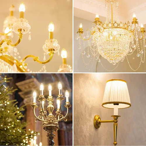 Miniatura 8 de Lepro Bombillas LED de araña equivalentes a 60 W, bombillas de candelabro regulables E12 para ventilador de techo y candelabro, bombillas de Blanco