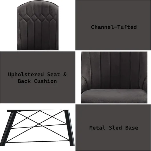 Miniatura 6 de Sillas de comedor para mesa de habitación y sillas de asiento de cocina, juego de 2 sillas laterales tapizadas con diseño capitonado de canal