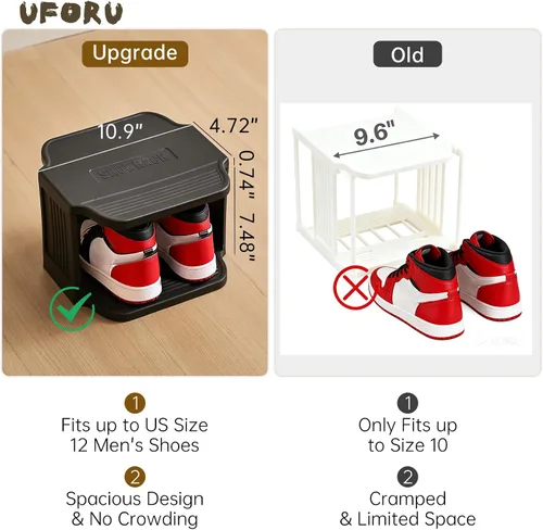 Miniatura 4 de UFORU - Zapatero pequeño, organizador de zapatos vertical de 5 niveles de plástico para espacios pequeños y estrechos, organizador de zapatos Negro