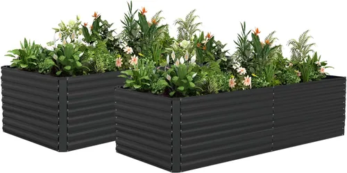 Miniatura 28 de NAVINE Cama de jardín elevada de 8 x 4 x 2 pies, macetas elevadas de metal grande, macetas para plantas al aire libre para verduras, flores