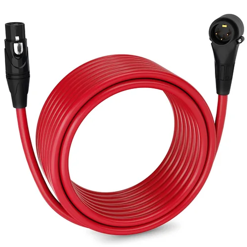 Miniatura 172 de LyxPro Cable de micrófono XLR hembra a macho de ángulo recto de 3 pines de 1.5 pies para altavoces amplificados, interfaz de audio, rendimiento
