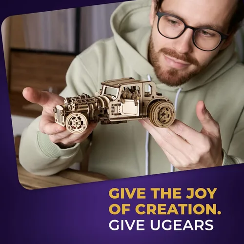 Miniatura 5 de UGEARS Rompecabezas de modelos de coche 3D – Hot Rod Furious Mouse con innovadores motores duales – Rompecabezas de madera 3D para adultos y toda