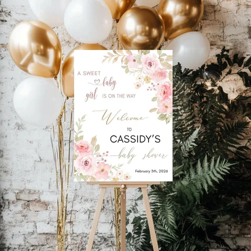 Miniatura 2 de Welcome Baby Girl Baby Shower Sign, Personalized Baby Shower Welcome Sign Board, Custom Baby Shower Yard Sign, Baby Shower Party Decoration Sign for