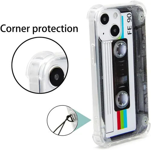 Miniatura 3 de FAteamll Funda para iPhone 13 Mini, acabado mate, resistente, suave, con esquinas reforzadas, TPU suave, parachoques retro, funda de cinta de casete