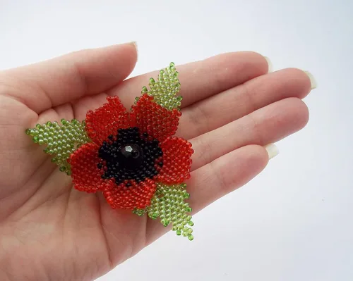 Miniatura 2 de Handmade Hair jewelry poppy flower clip bridal accessories hair piece wedding head jewelry