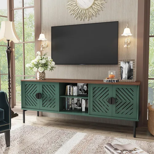 Miniatura 8 de ARTPOWER Soportes de TV modernos de 63 pulgadas para sala de estar, centro de entretenimiento largo con almacenamiento, consola de TV para TV de 55