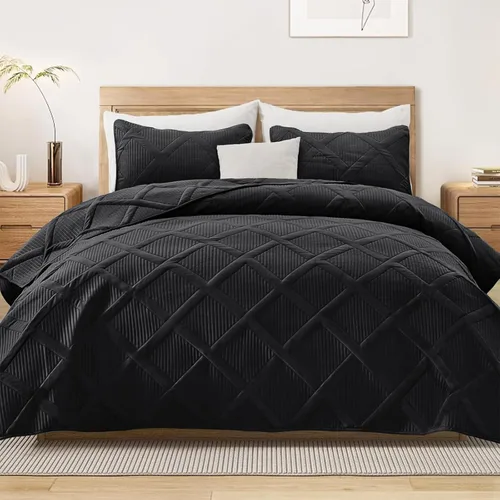 Miniatura 15 de Exclusivo Mezcla - Juego de edredón de microfibra tamaño King, juego de ropa de cama gris claro con 2 fundas de almohada, colcha moderna para cama