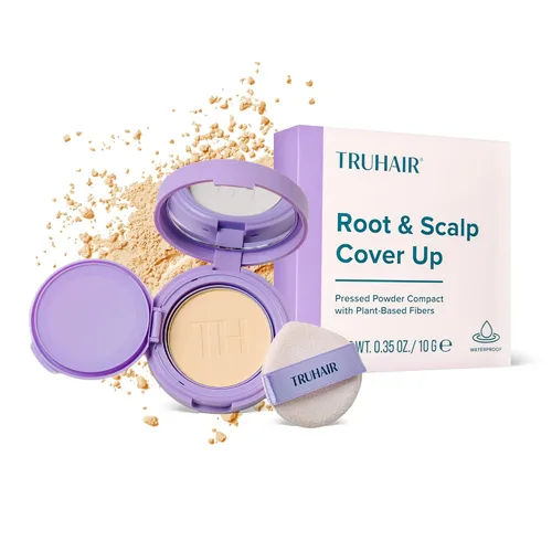 Miniatura 18 de TRUHAIR Polvo prensado para cubrir raíces y cuero cabelludo, compacto, impermeable, cobertura ligera del cabello y encubrimiento de puntos calvos