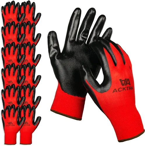 Miniatura 13 de ACKTRA Guantes de trabajo de seguridad con revestimiento de nitrilo, 12 pares, WG003 gris/gris, XS