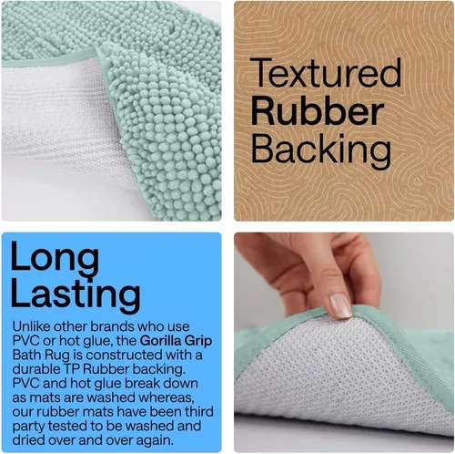 Miniatura 327 de Gorilla Grip - Tapete de baño de felpilla gruesa, suave y absorbente, secado rápido, de microfibra, con reverso de caucho, para piso de ducha, Nube