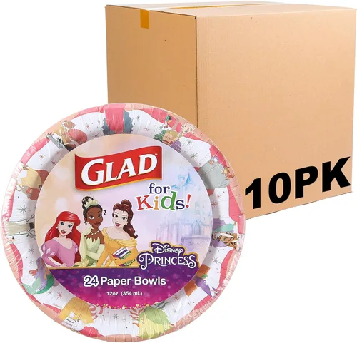 Miniatura 10 de Glad para Niños Cuencos de Papel para Aperitivos Disney Princess de 12 oz - La Magia Está en Todos Nosotros - Cuencos Desechables Duraderos