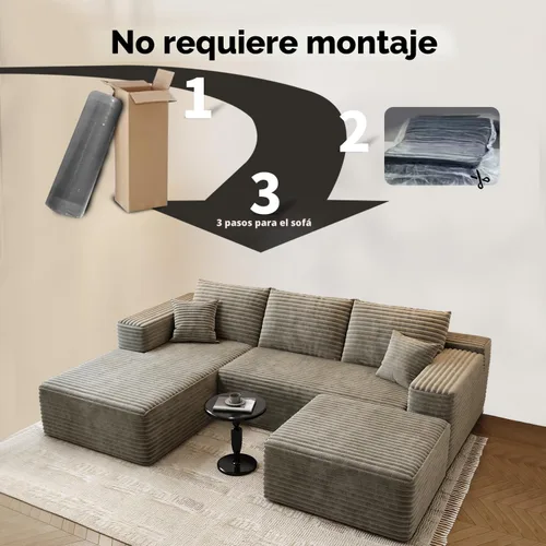 Miniatura 3 de Sofá seccional modular Cloud de 107.5 pulgadas con 1 otomana, sofás tapizados modernos minimalistas, cómodo sofá en forma de U para sala de estar