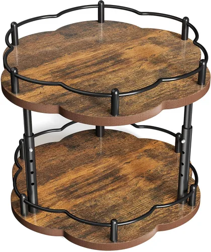 Organizador de especias Lazy Susan para gabinete, organizador giratorio de especias de 2 niveles ajustable Lazy Susan organizador de especias para
