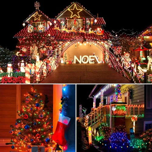 Miniatura 9 de Guirnalda de luces de Navidad para interiores y exteriores, luces para árbol de Navidad, con certificación UL, función de memoria con enchufe