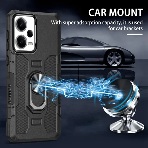 Miniatura 2 de Funda para Xiaomi Redmi Note 12 Pro 5G/Xiaomi Poco X5 Pro 5G Metal CD Patrón Anillo Titular Funda Teléfono Móvil Funda Protectora Anti-Caída Negro