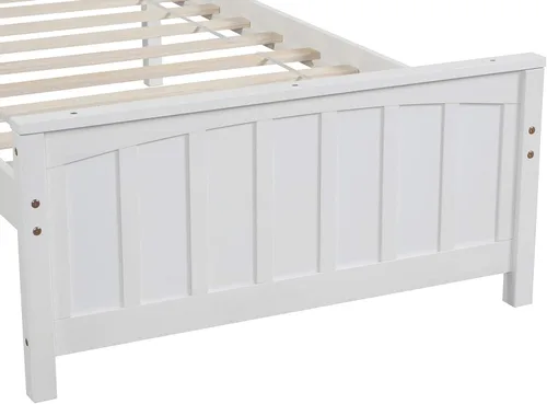 Miniatura 5 de Harper & Bright Designs Cama de plataforma de madera de tamaño individual con cabecero, no necesita somier, color blanco