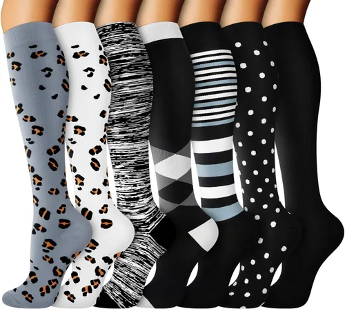 FuelMeFoot Calcetines de compresión para hombres y mujeres de 20 a 30 mmHg-calcetines de apoyo graduados para fútbol, correr, enfermeras
