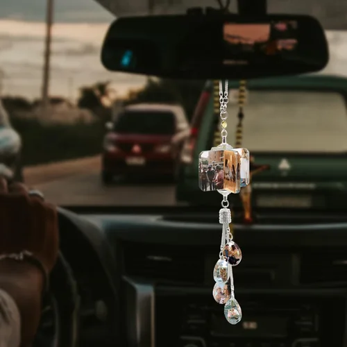 Miniatura 7 de Accesorios de coche colgantes de cristal con foto personalizada para mujeres y hombres, imágenes personalizadas para espejo retrovisor del STYLE 14