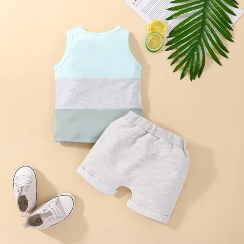 Miniatura 6 de Kupretty Conjunto de ropa de verano para bebé, sin mangas, camiseta sin mangas, chaleco y pantalones cortos lisos