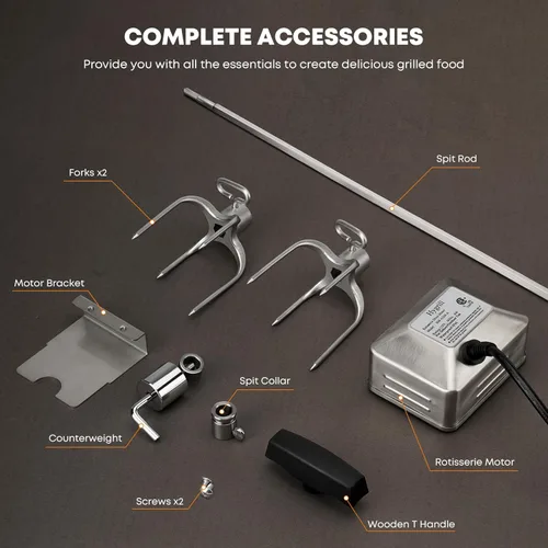Miniatura 3 de Stanbroil Hygrill - Kit de asador para todas las parrillas Hygrill de gas y carbón integradas de 4 quemadores, asadores con motor, varilla