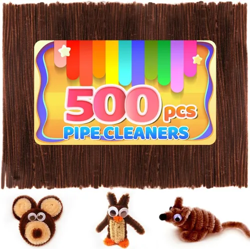 Miniatura 41 de Iooleem 200 piezas de limpiadores de tubería marrones, tallos de chenilla, limpiadores de tubería para manualidades, manualidades con limpiadores