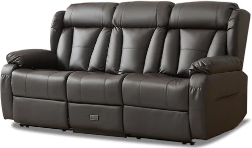 Miniatura 19 de Sofá biplaza reclinable manual de 110 pulgadas, sillón reclinable de 4 asientos con consola, mesa plegable y salidas integradas, sofá reclinable