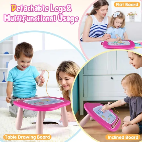 Miniatura 8 de Smasiagon Tablero Magnético de Dibujo para Niños Pequeños: Tablero de Garabatear Borrable para Casa, Viaje y Preescolar Juguete Divertido y Rosa