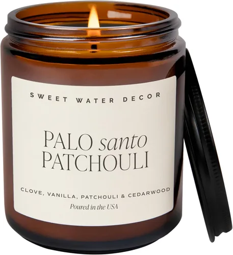 Sweet Water Decor Vela de Soja de Palo Santo y Pachulí - Velas Aromáticas de Pimienta Negra, Hoja de Clavo, Nuez Moscada y Lavanda para el Hogar -